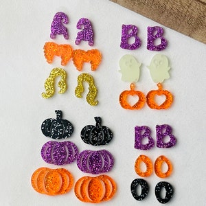 Halloween Triple Stacked Boo, Ghost, Pumpkins, Witch Acrylic Earring Blanks DIY Earrings, Earring Supplies, Jewelry Blanks