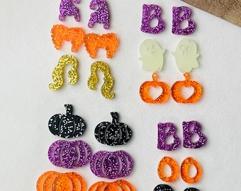 Halloween Triple Stacked Boo, Ghost, Pumpkins, Witch Acrylic Earring Blanks DIY Earrings, Earring Supplies, Jewelry Blanks