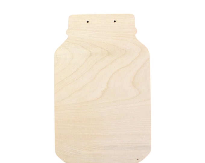 Mason Jar w/Hanging Holes Unfinished Wood Cutout DIY Crafts Door Wall Hanger ALL SIZES