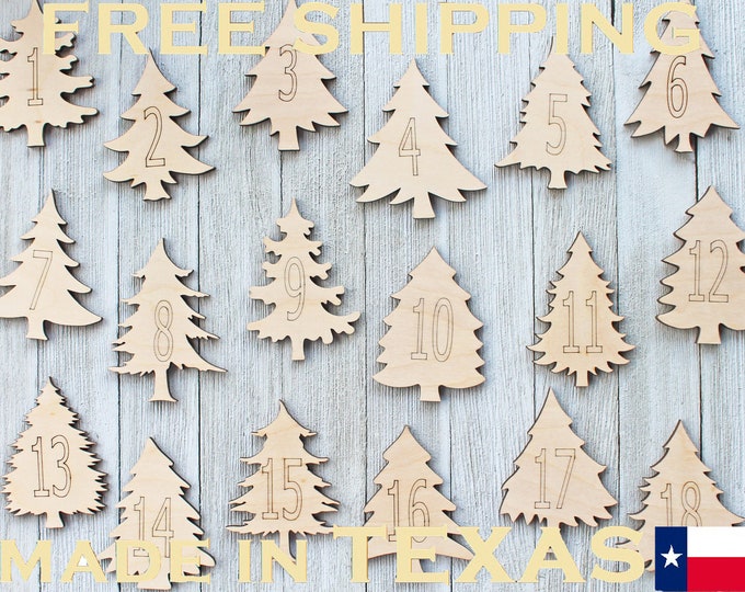 Pine Tree Forest Christmas Unfinished Wood Laser Cutout Shape Crafts Paintable ALL SIZES Made in Texas
