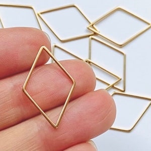 12 Stainless Steel Gold Hollow Diamond Frame Frames Connector Links Earring Making