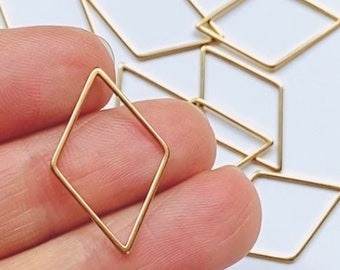 12 Stainless Steel Gold Hollow Diamond Frame Frames Connector Links Earring Making