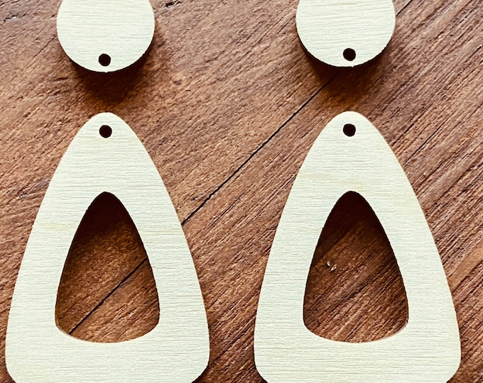 ALL SIZES Unfinished Wood Laser Geometric Set Cutout Arrow w/Connector Holes Dangle Earrings Jewelry Blanks Charms Crafts