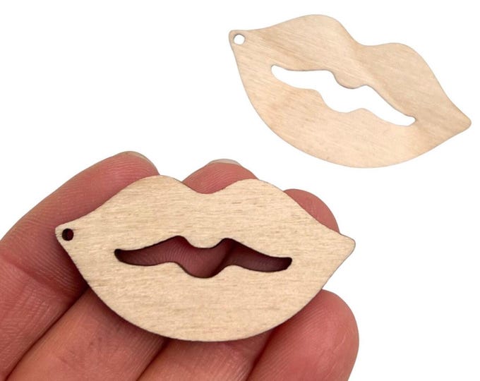 Unfinished Wood Lip Lips Earring Blanks Connectors Valentine's Day Crafts
