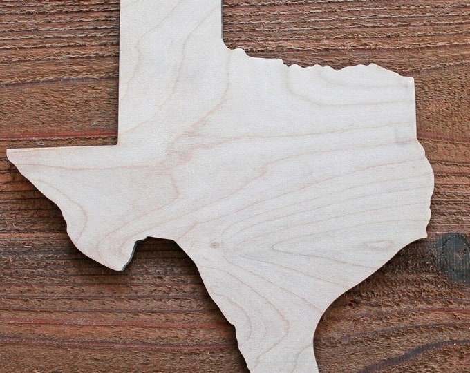 Texan Wood Crafts; State of TEXAS Unfinished Wood Cutout Cut Out Shapes Ready to Paint Stain Crafts ALL SIZES
