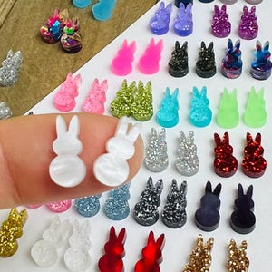 24 Pieces Grab Bag Surprise Mix of Colors Glitter Easter Bunny Peep Peeps Acrylic Earring Blanks Studs, Earring Making Supplies