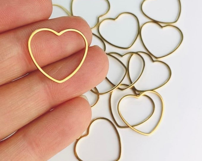 Clearance 20 Imperfect Pieces Stainless Steel Gold Heart Shaped Links Connectors Earring Making
