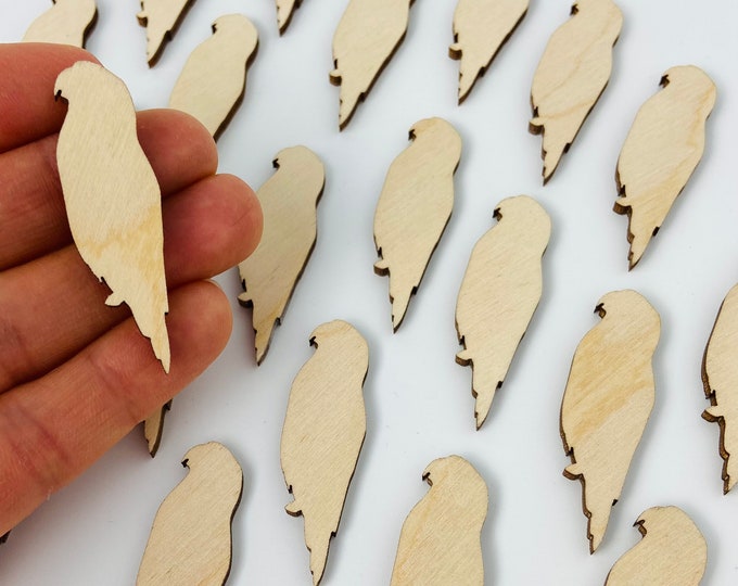 ALL SIZES BULK (12pc to 100pc) Unfinished Wood Laser Cutout Tropical Parrot Macaw Bird Earring Earrings Jewelry Blanks Charms Crafts