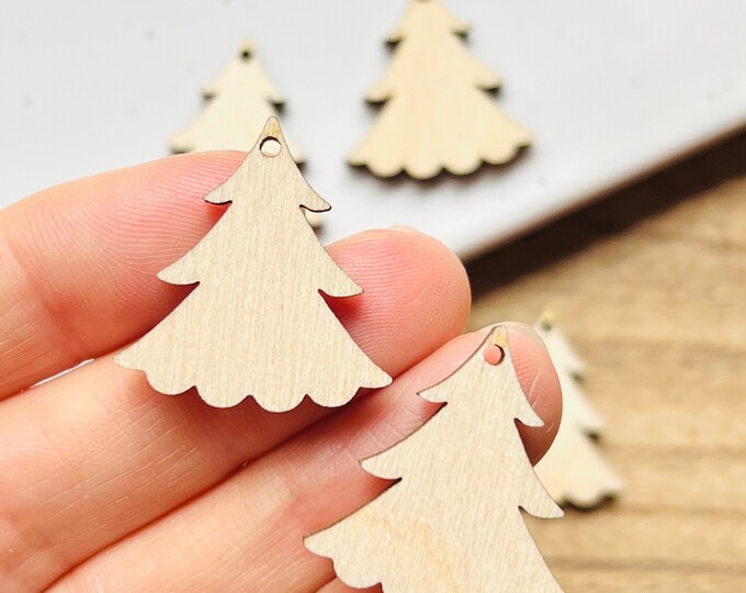 Christmas Tree Blanks ALL SIZES BULK (12pc to 100pc) Unfinished Wood Xmas Earring & Ornament Blanks
