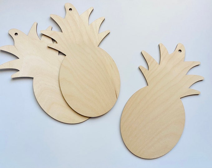 Wood Pineapple w/Hanging Hole Unfinished Wood Cutout Cut Outs DIY Paintable Blanks Crafts Wall Hanger Sign ALL SIZES & Quantity