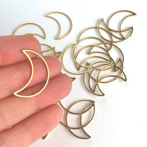 12 Stainless Steel Gold Moon Crescent Hoops Minimalist Frames Connector Links Charms Earrings Necklace Findings Jewelry Craft