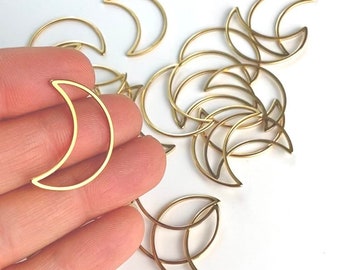 Clearance 20pcs Imperfect Stainless Steel Gold Moon Crescent Hoops Frames Connector Links Charms Earrings Findings Jewelry