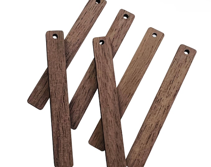 All Sizes/Quantities Beautiful Walnut Wood Lightweight Rectangle Stick Bar Cutout Connector Earring Earrings Charms Jewelry Making Craft