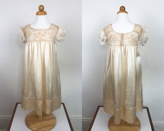 Vintage 20s 30s Baby Dress Gown Ecru Silk Charmeus