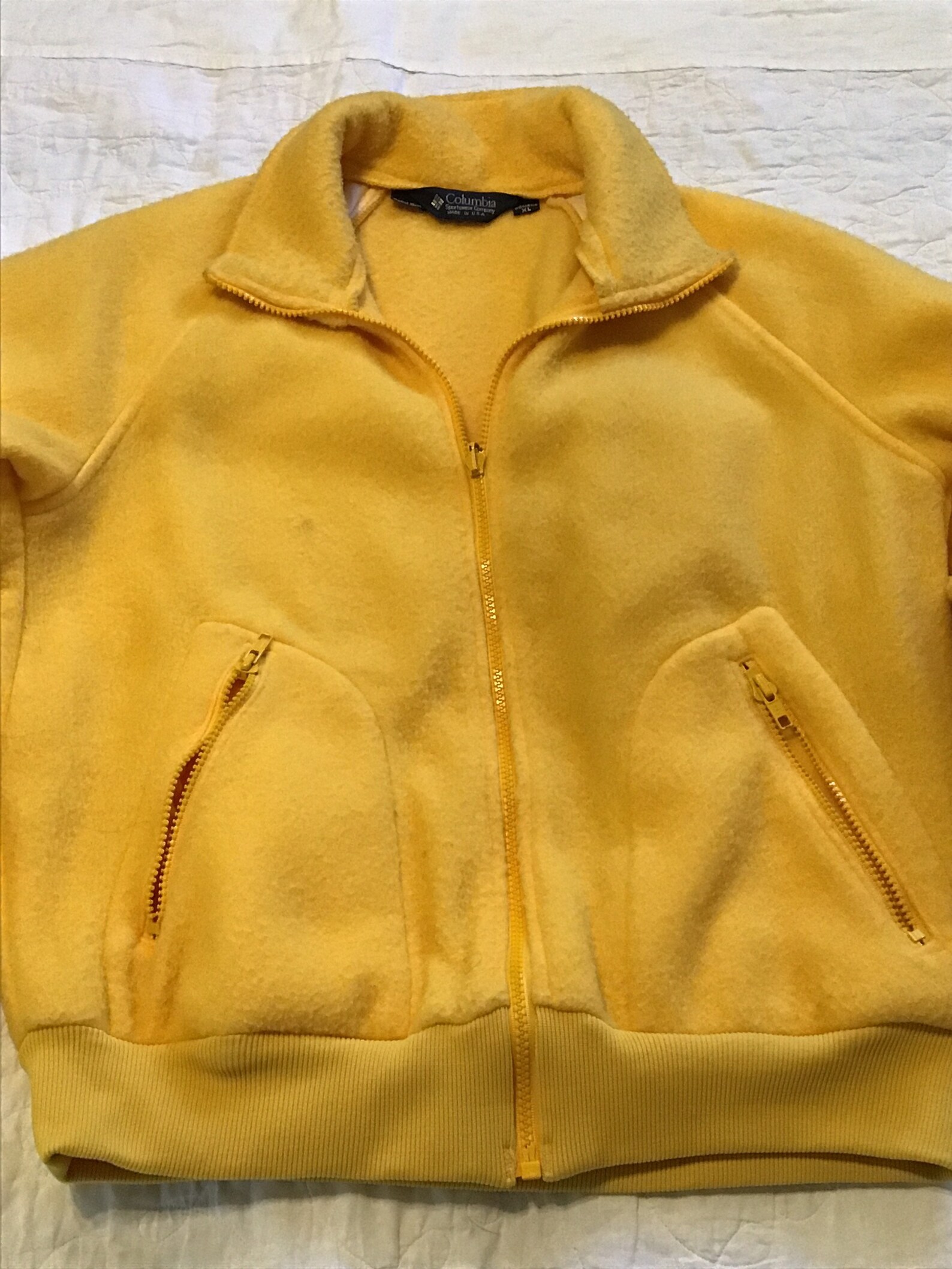 Vintage 90s Columbia yellow fleece jacket womens XL. Etsy