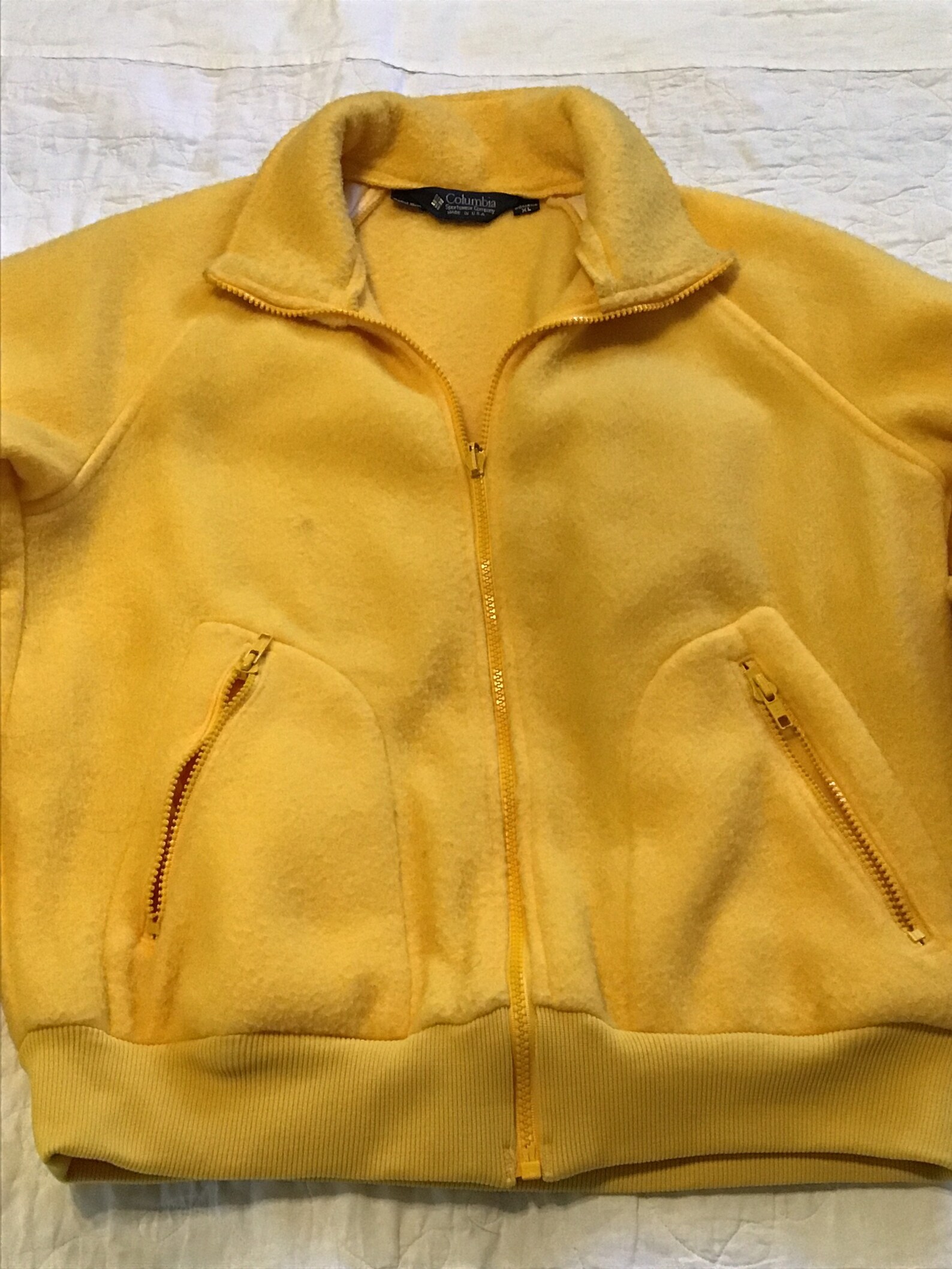 Vintage 90s Columbia yellow fleece jacket womens XL. | Etsy