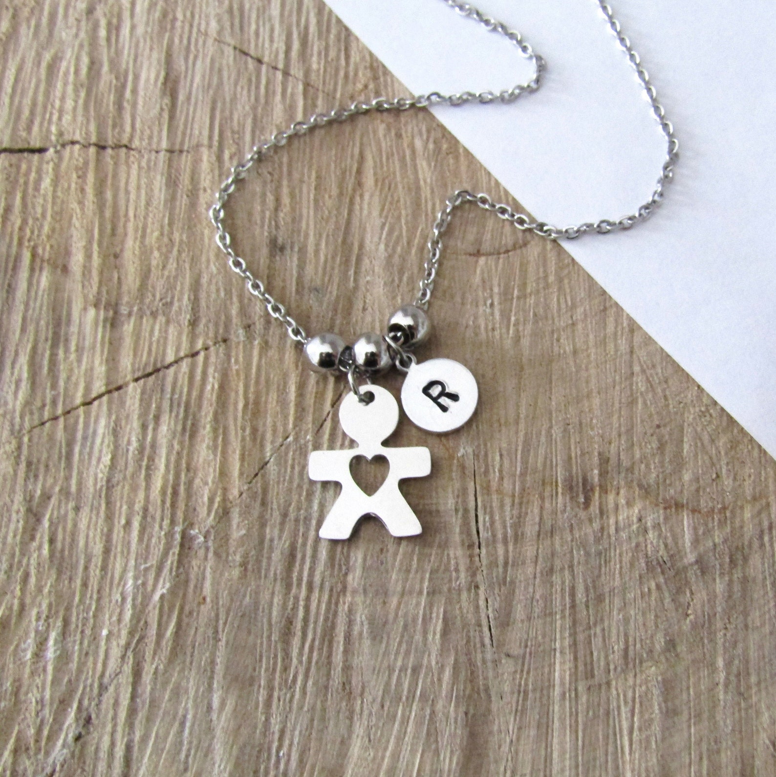 Baby boy charm necklace and custom initial Personalized mom Etsy