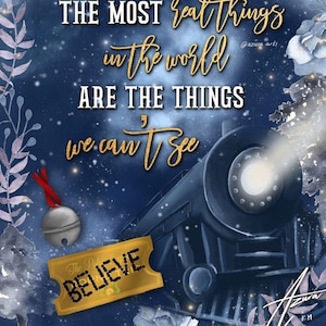 Cozy Oversized Polar Express Throw Blanket Believe Christmas Decor Book Lover Gift for Her Best Friend Gift Reader Gifts