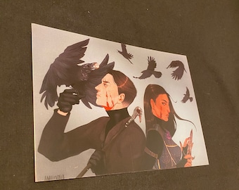 5x7 Kaz and Inej Art Print Dirtyhands  The Wraith Six of Crows Character Art Bookish Gift for Her Best Friend Gift For Him Crows Fan Art
