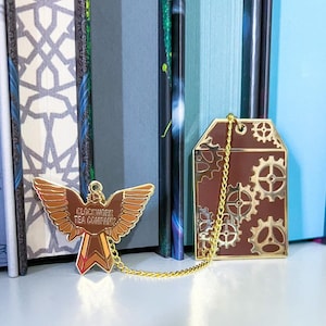 Enchanted Sips Cogs Teabag and Clockwork Teaspoon Shadowhunters The Infernal Devices Bookish Enamel Pins Reader Gifts For Her Bookish Merch