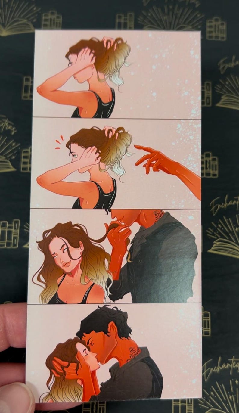 Marcapáginas de doble cara de gran tamaño de Xaden Riorson y Violet Sorrengail de Fourth Wing, Iron Storm, regalo para lectores, Quitter Strip Book Merch, Book Couples imagen 1