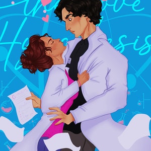 5x7 The Love Hypothesis Art Print Book Couples Reader Merch Fan Art Olivia and Adam Ali Hazelwood Contemporary Love Bookish Couples Gift