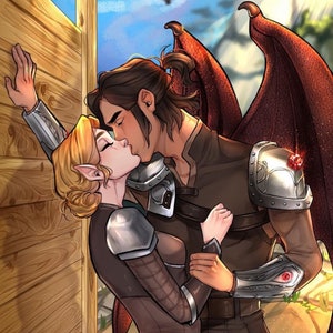 5x7 Inch Nessian Art Print Nesta and Cassian ACOTAR Character Art Book Couples Bookish Characters Gift For Readers Sarah J Maas Books SJM
