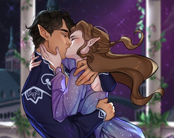 5x7 Feysand Art Print ACOTAR Couples Art Fan Art Feyre and Rhysand Bookish Bookish Merch SJM Merch Sarah J Maas Book Character Book Lover