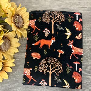 Woodland Whimsy Book Sleeve Fall Minky Edition Fox Deer Mushroom Cottagecore Booksleeve Book Cover