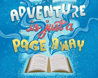 Medium Adventure is Just a Page Away Quote Book Sleeve Book Cover