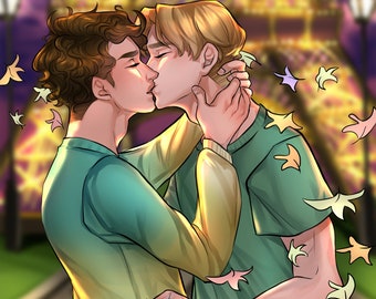 Nick and Charlie Booksleeve Paris Eiffel Tower Kiss Boyfriends Gay Nerd Rugby Lad Heartstopper LGBTQ Queer Reads Gift for Book Lovers Love