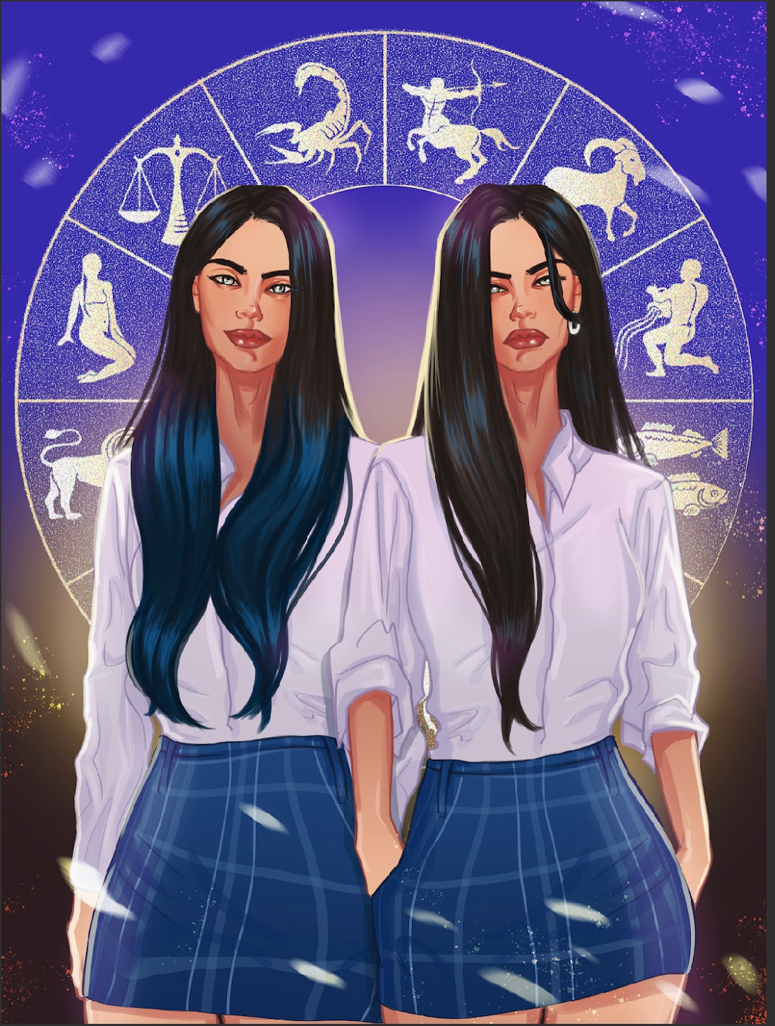 5x7 Inch Vega Twins Art Print Zodiac Academy Darcy and Tory