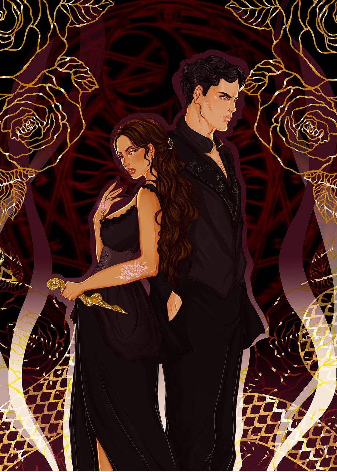 5x7 KOTW Art Print Book Couple Emilia and Wrath Book Characters