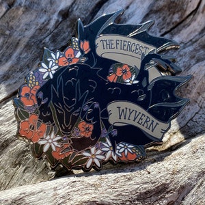 Abraxos the Fiercest Wyvern Hard Enamel Pin 2 Inch Manon Blackbeak Sarah J Maas Book Character Reader Merch Throne of Glass Book Merch