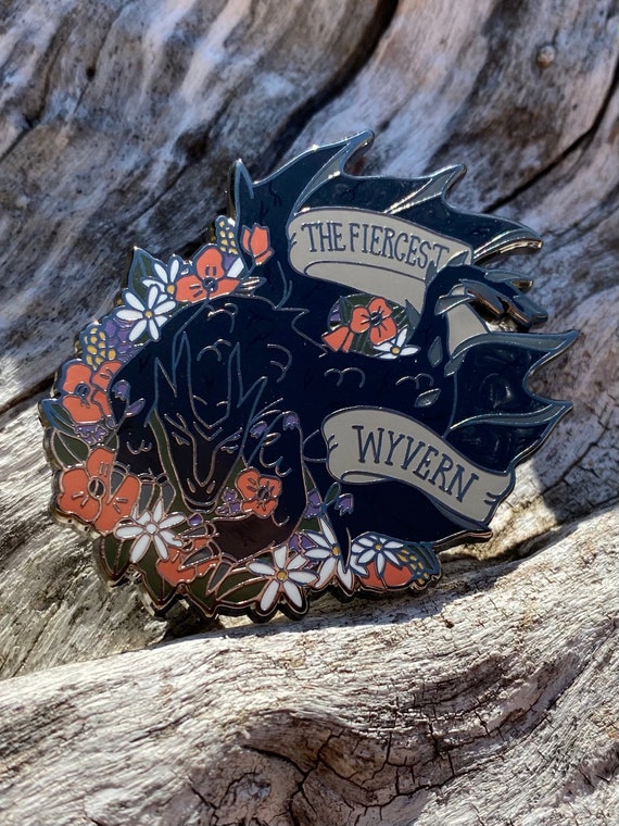 Abraxos the Fiercest Wyvern Hard Enamel Pin 2 Inch Manon Blackbeak Sarah J  Maas Book Character Reader Merch Throne of Glass Book Merch 