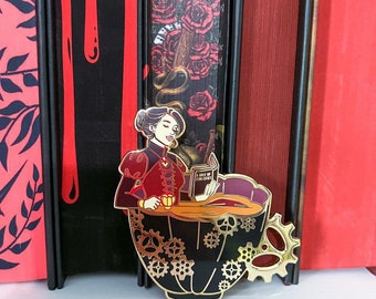 Sips encantados Tessa Grey The Infernal Devices 3 pulgadas esmalte Pin Shadowhunters Teacups Reader Regalo para amante de los libros Mejor regalo de amigo