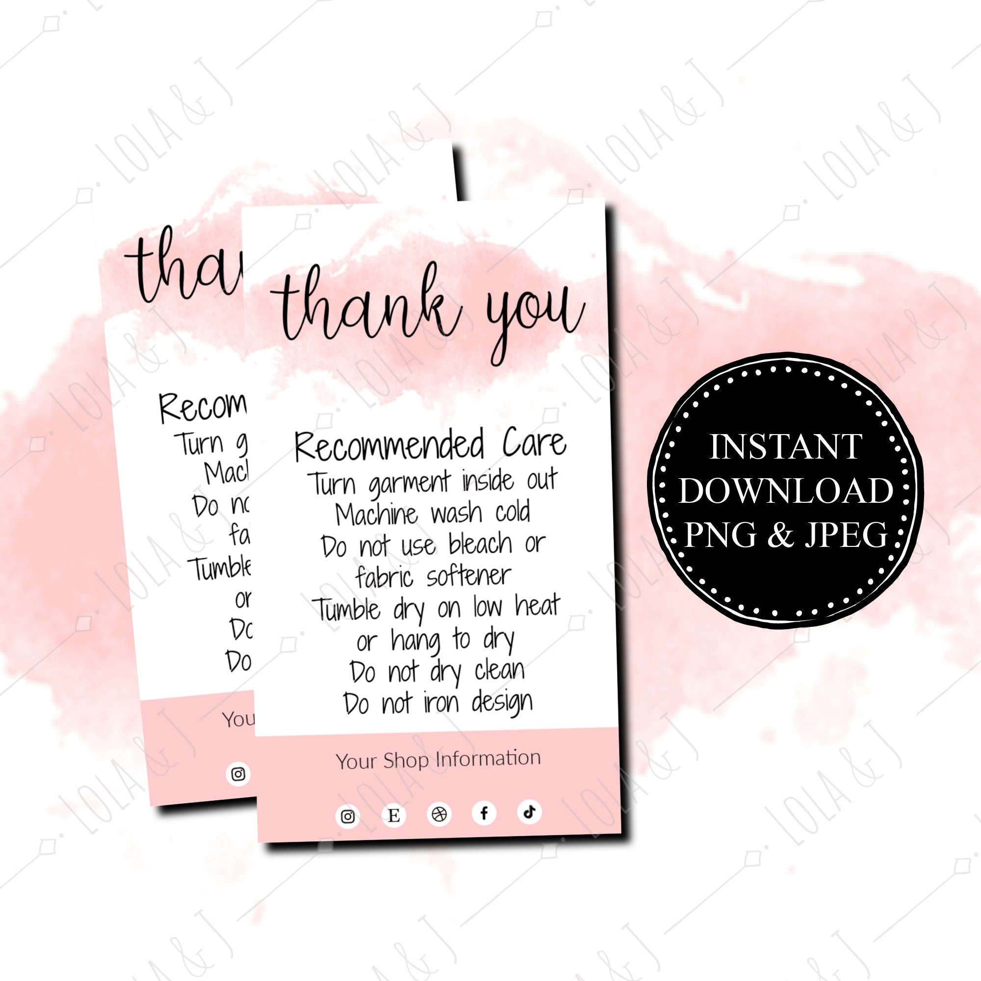 PRINTABLE DOWNLOAD Printable Care Cards Care Card Download Etsy