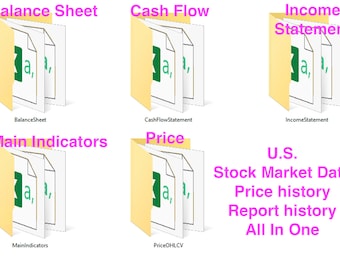 米国株式市場データパッケージ、すべての株式のティッカー価格データと過去の基本的な財務報告データ、定期的に更新