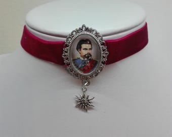 Trachtenkropfband Kette Trachtenkette König Ludwig Samt Dirndlkette, Trachtenschmuck Wiesn Oktoberfest Volksfest Dirndlschmuck Tracht Bayern