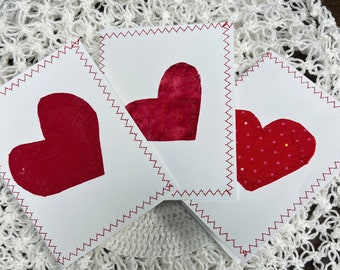 3 set of Valentine Handmade Heart Cards with envelopes - Refugee Made