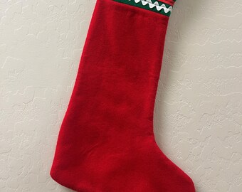 Red and Green Felt Christmas Stocking - Christmas decor -Refugee Made - Handmade