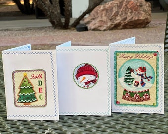 3 set of Christmas Handmade Greeting Cards with envelopes - Refugee Made