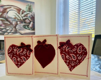 3 set of Valentine Handmade Heart Cards with envelopes - Refugee Made