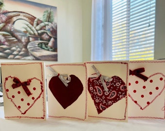 3 set of Valentine Handmade Heart Cards with envelopes - Refugee Made