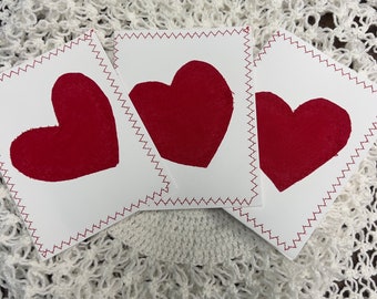 3 set of Valentine Handmade Heart Cards with envelopes - Refugee Made