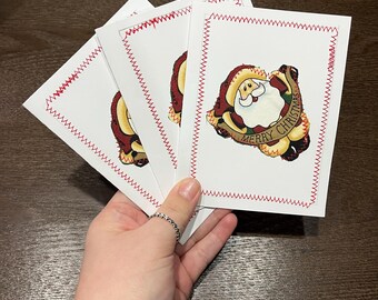 3 set of Christmas Handmade Greeting Cards with envelopes - Santa Theme - Refugee Made