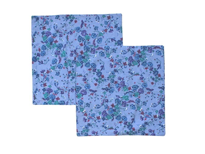 Blue Floral Pillow Cases Set of 2 Decorative Pillow Cases Refugee Made Home Decor