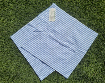 Set of 2 blue striped Pillow Cases - pocket closure - REFUGEE MADE -