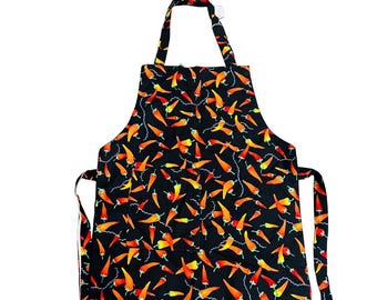 Red Chili Pepper Apron with Matching Hot Pad – Handmade Kitchen Set