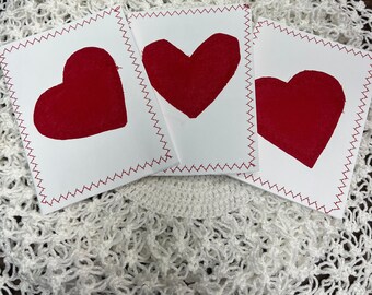 3 set of Valentine Handmade Heart Cards with envelopes - Refugee Made